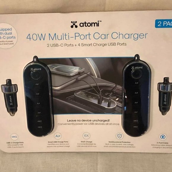 NIP Atomi 40W Multi Port Car Charger - Picture 1 of 10